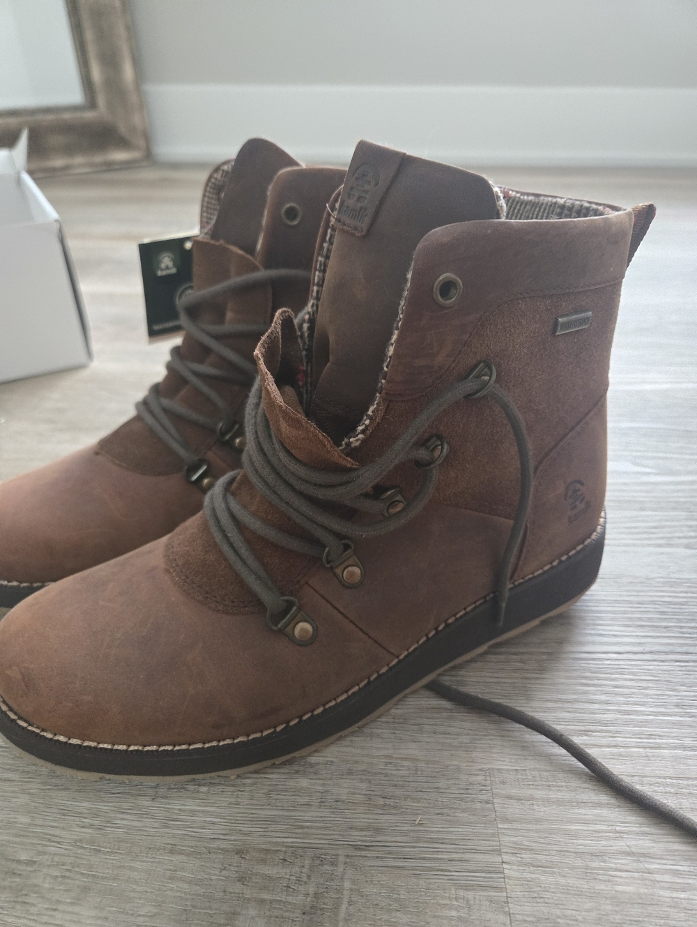 Brown Leather Lace-Up Ankle Boots